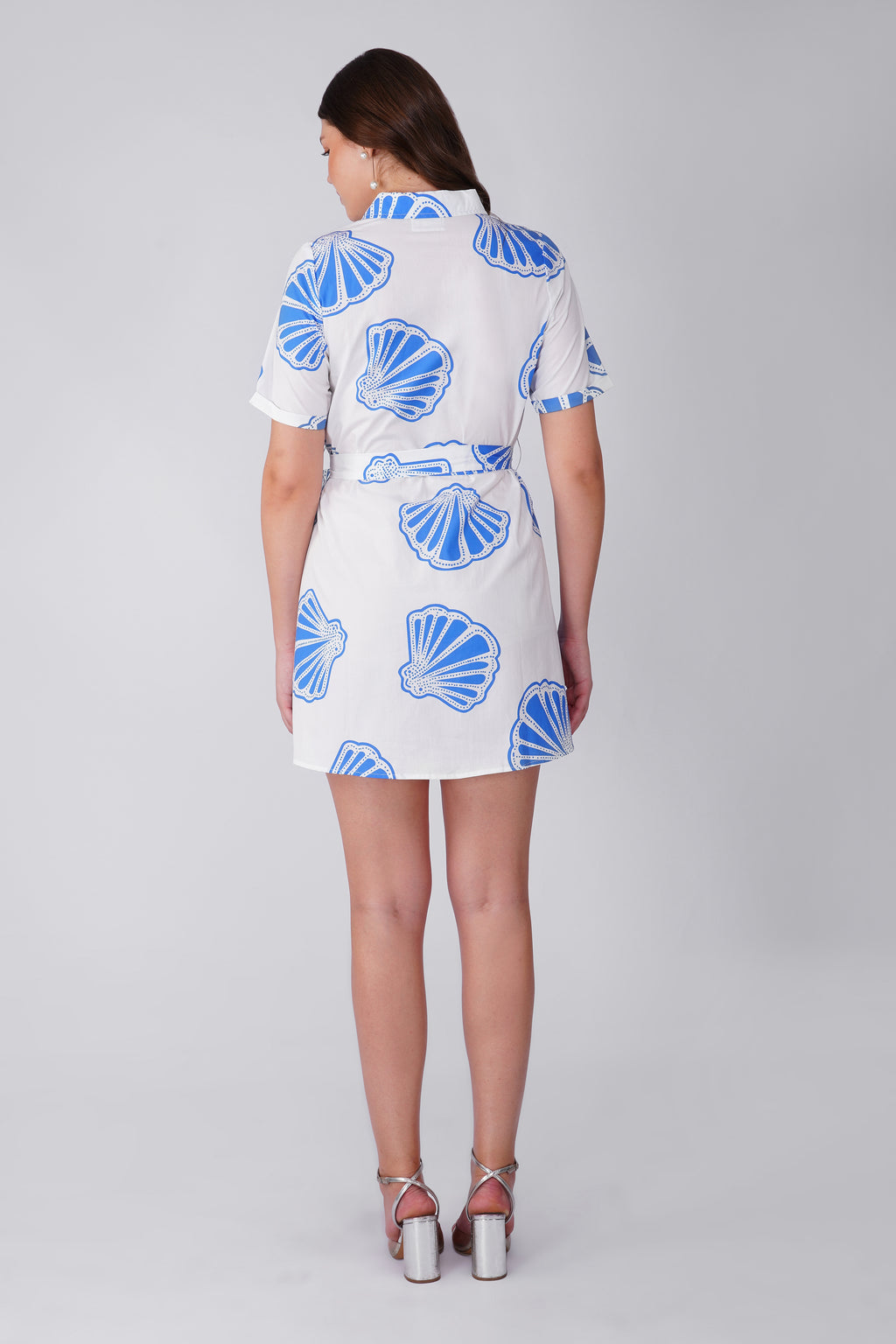 White Sea Shell Printed Dress