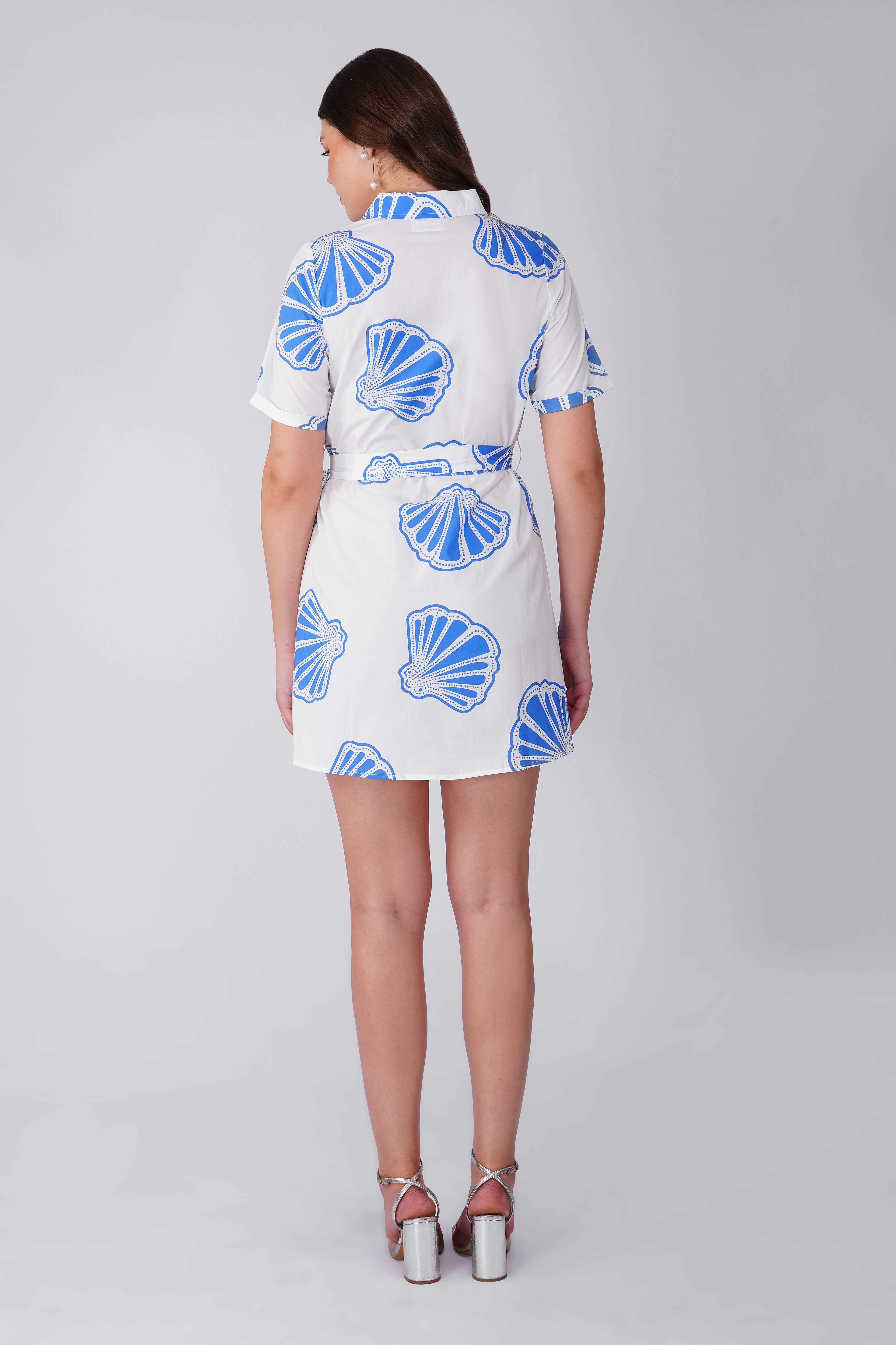 White Sea Shell Printed Dress