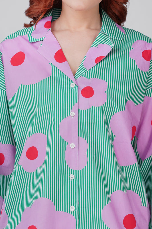 Green Flower Power Pajama Set