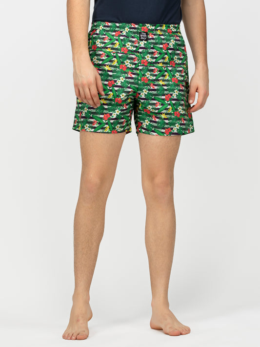 Tropical paradise printed cotton boxers