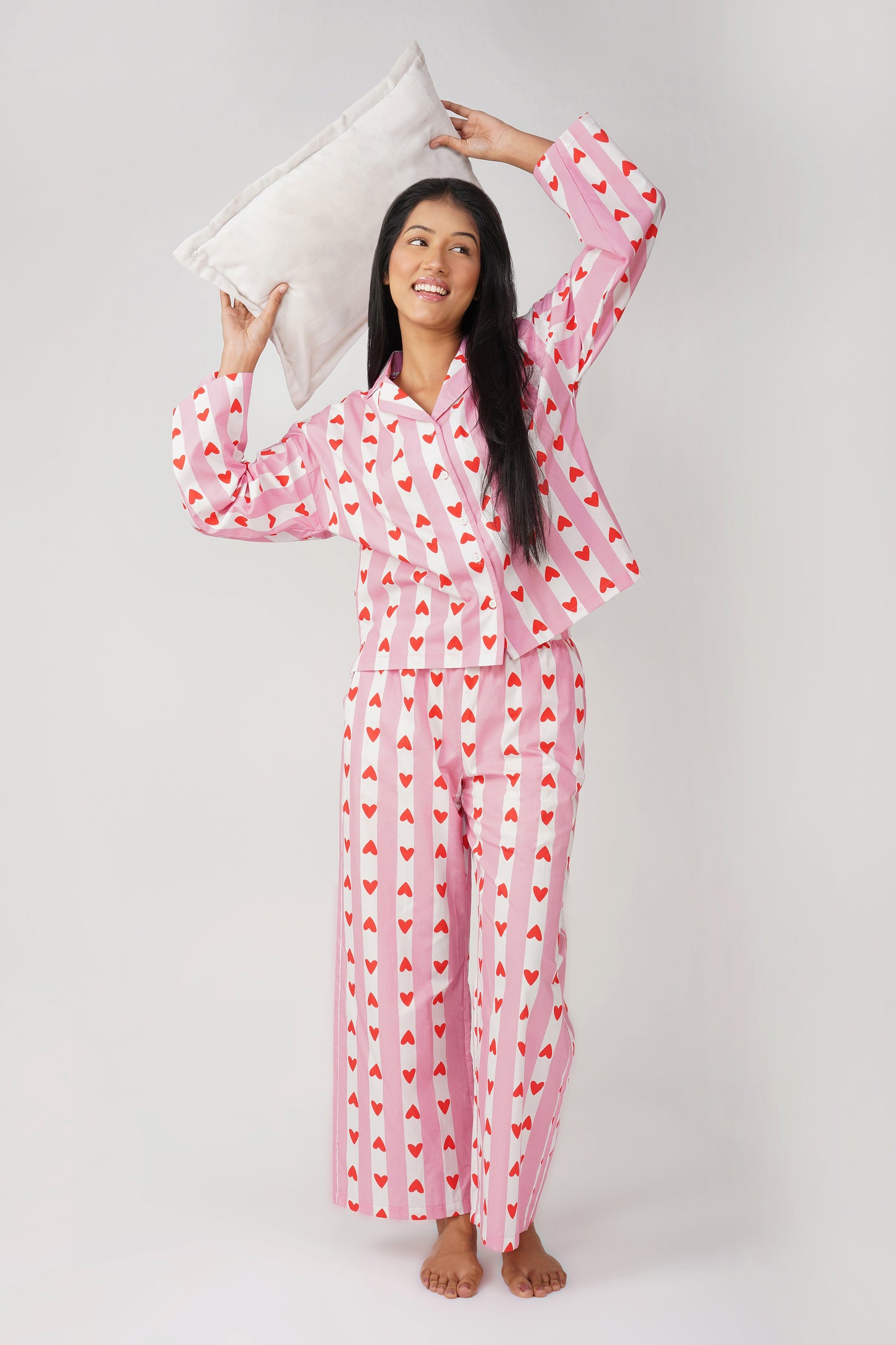 Sweetheart Pink & White Pajama Set