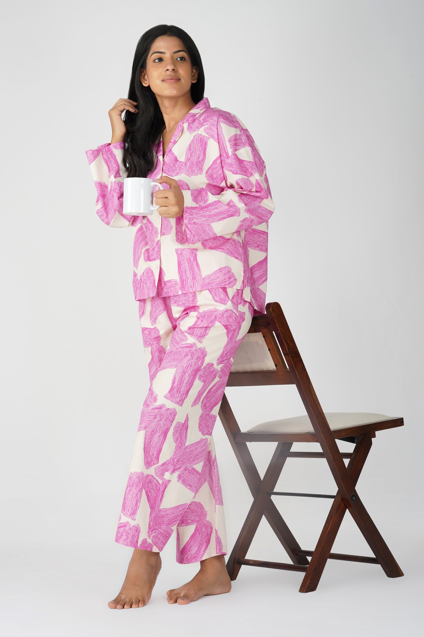 Pink Brushstroke Pajama Set