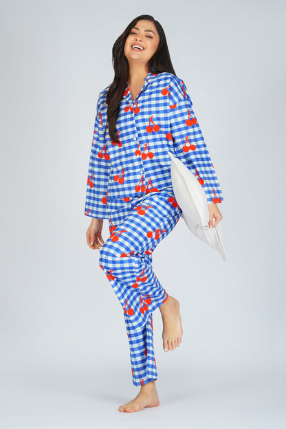 Cherry Splash Gingham Pajama Set