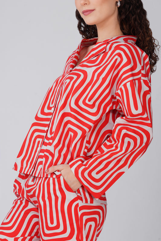 Red Maze Pajama Set