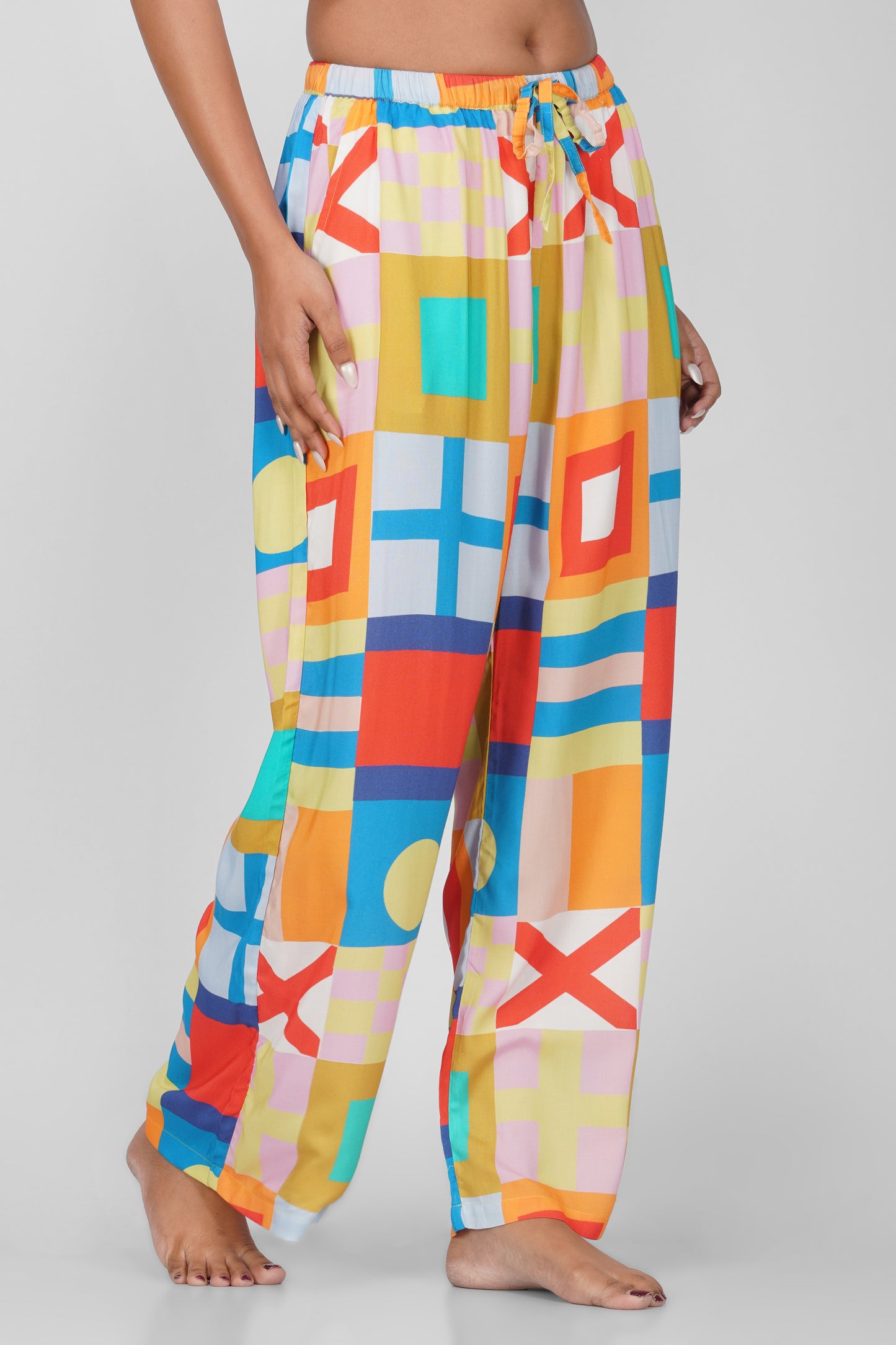 Colorful Geometric Print Viscose Pajamas