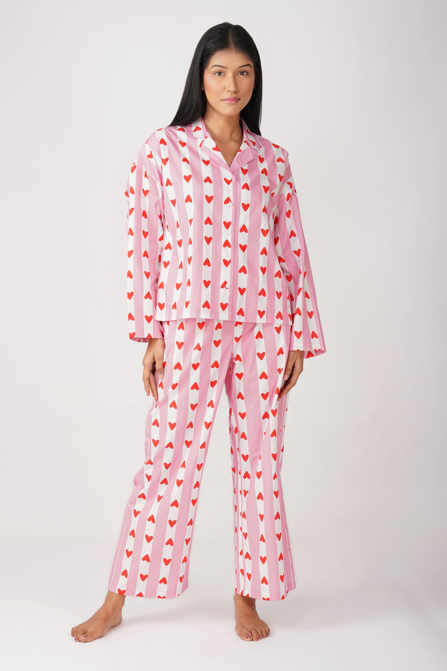 Sweetheart Pink & White Pajama Set