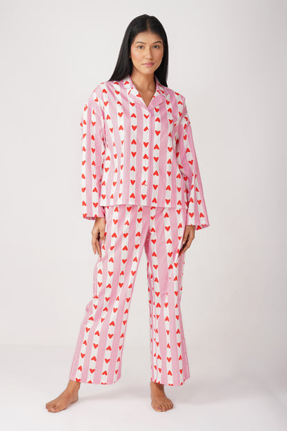 Sweetheart Pink & White Pajama Set