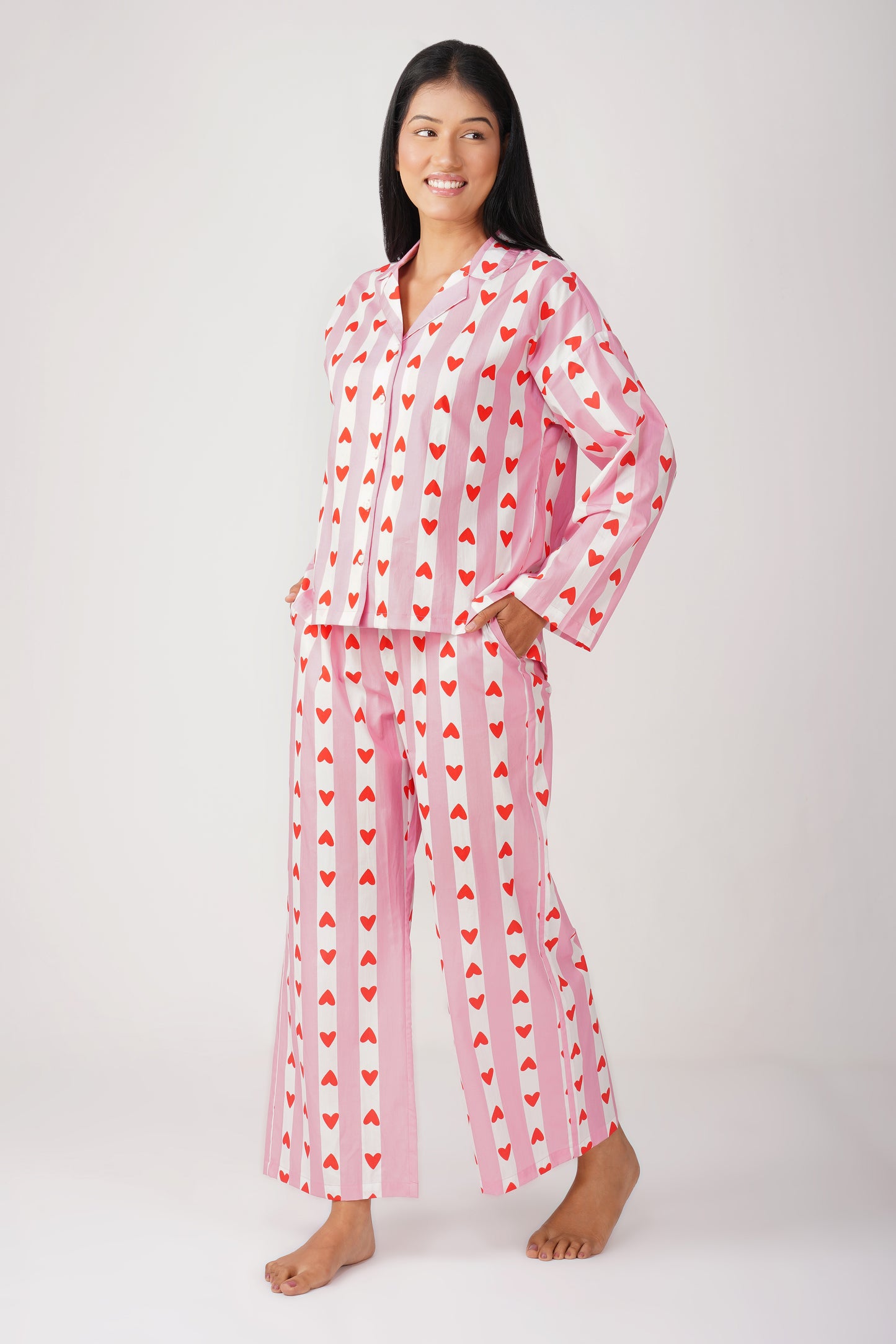 Sweetheart Pink & White Pajama Set