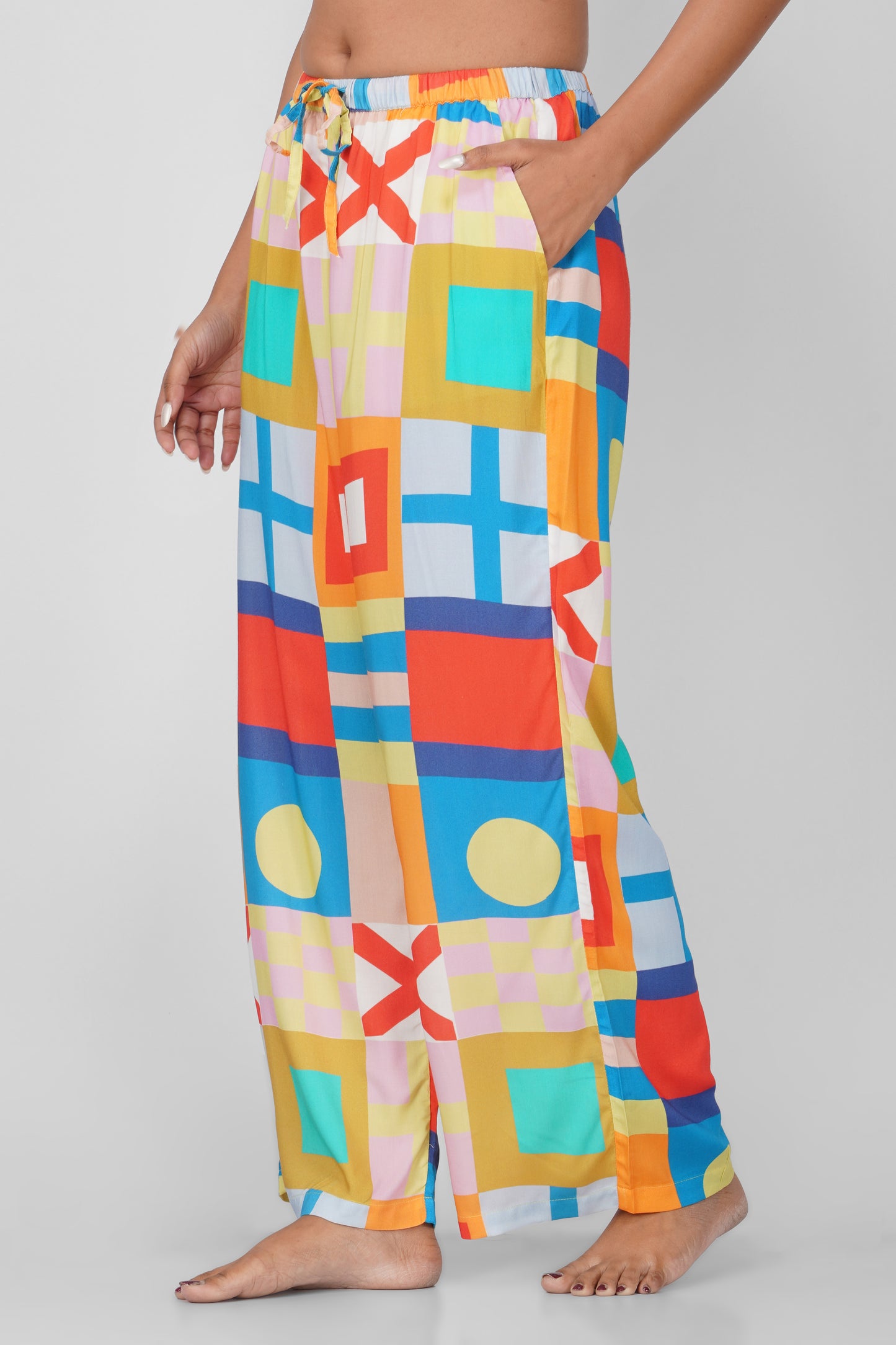 Colorful Geometric Print Viscose Pajamas