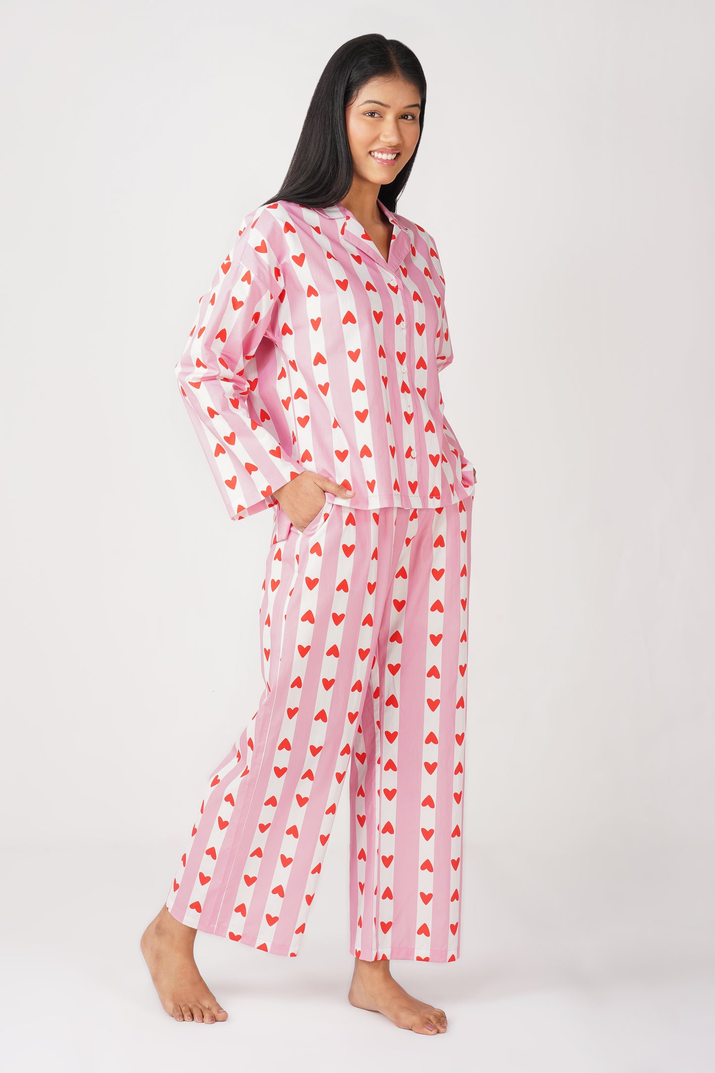 Sweetheart Pink & White Pajama Set