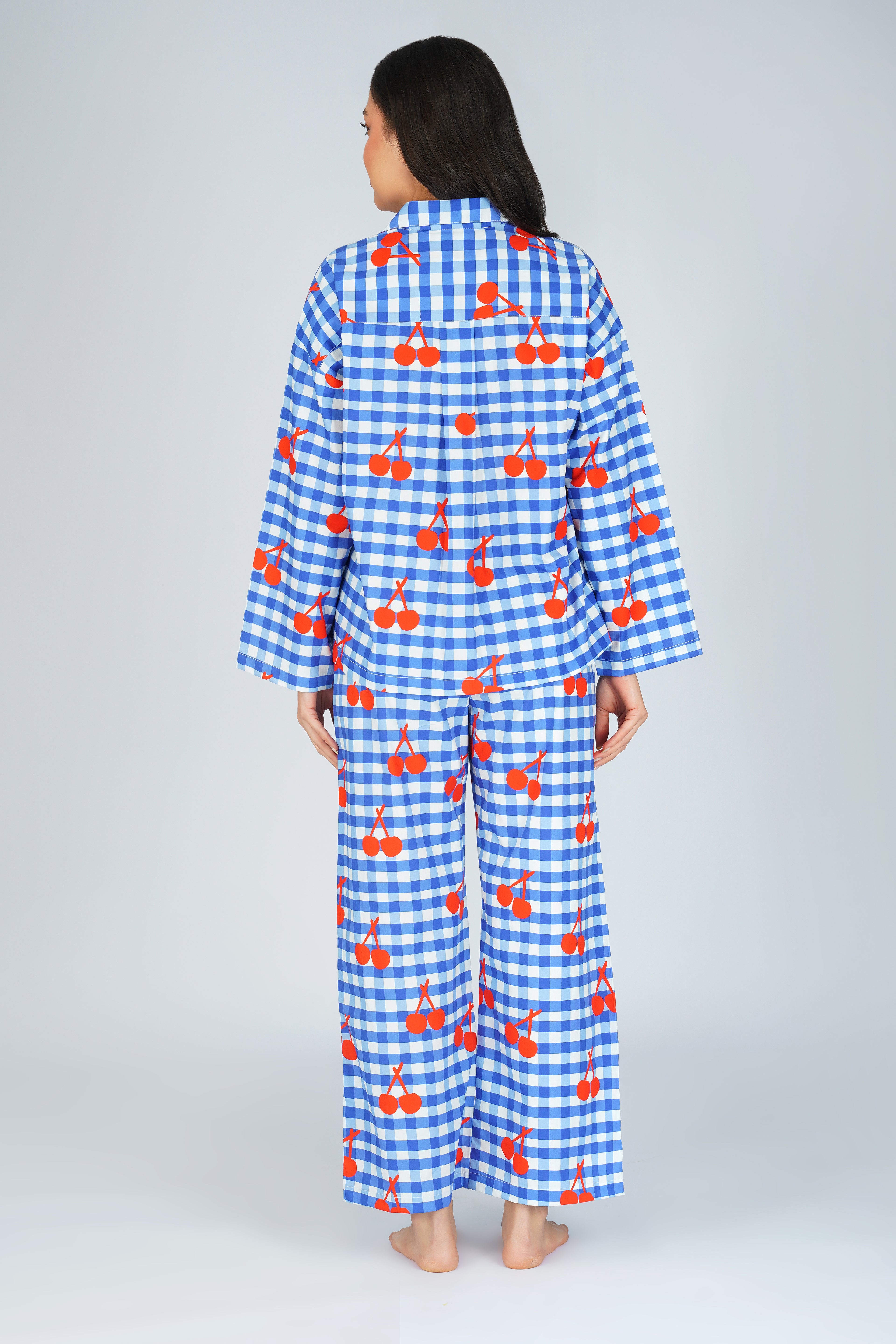 Cherry Splash Gingham Pajama Set