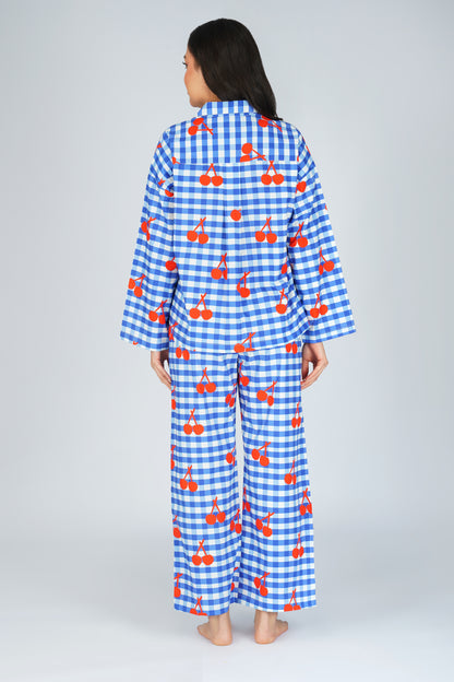 Cherry Splash Gingham Pajama Set