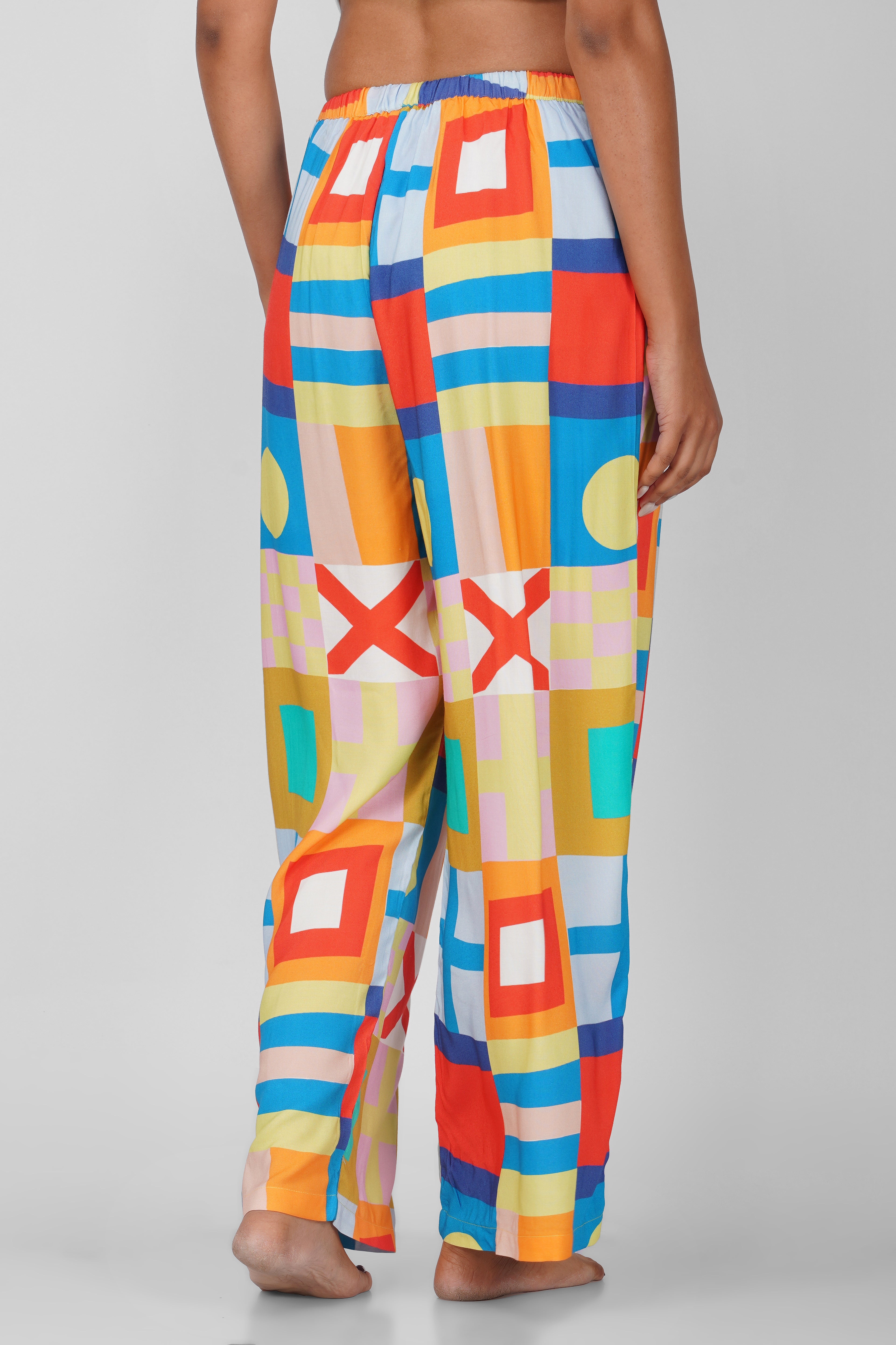 Colorful Geometric Print Viscose Pajamas - thebriefsstory