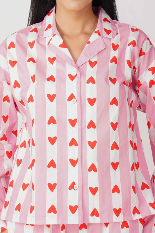 Sweetheart Pink & White Pajama Set| Made to Order