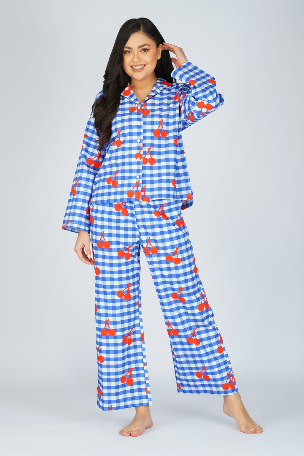 Cherry Splash Gingham Pajama Set