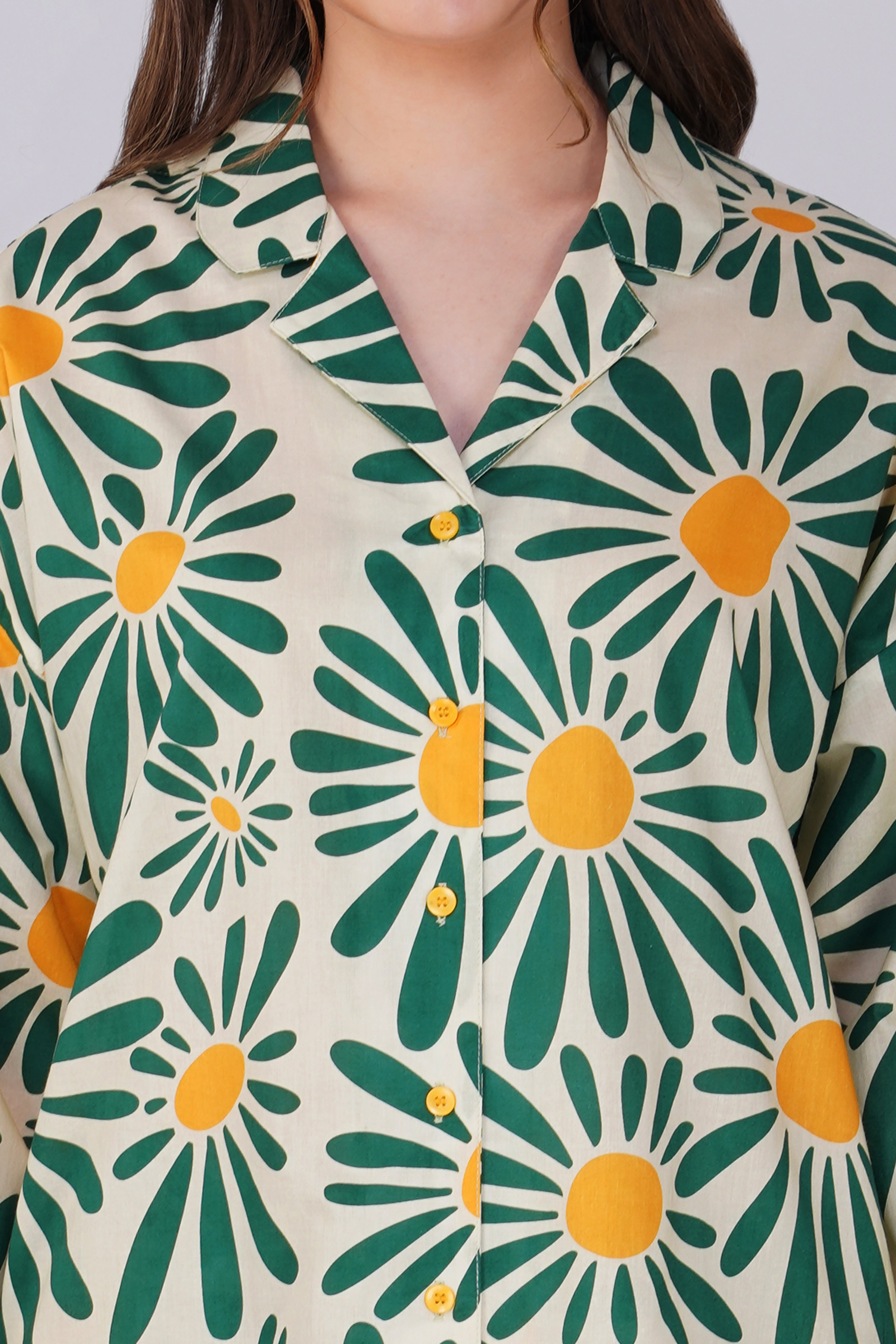 Green Sunlit Flora Pyjama set - thebriefsstory
