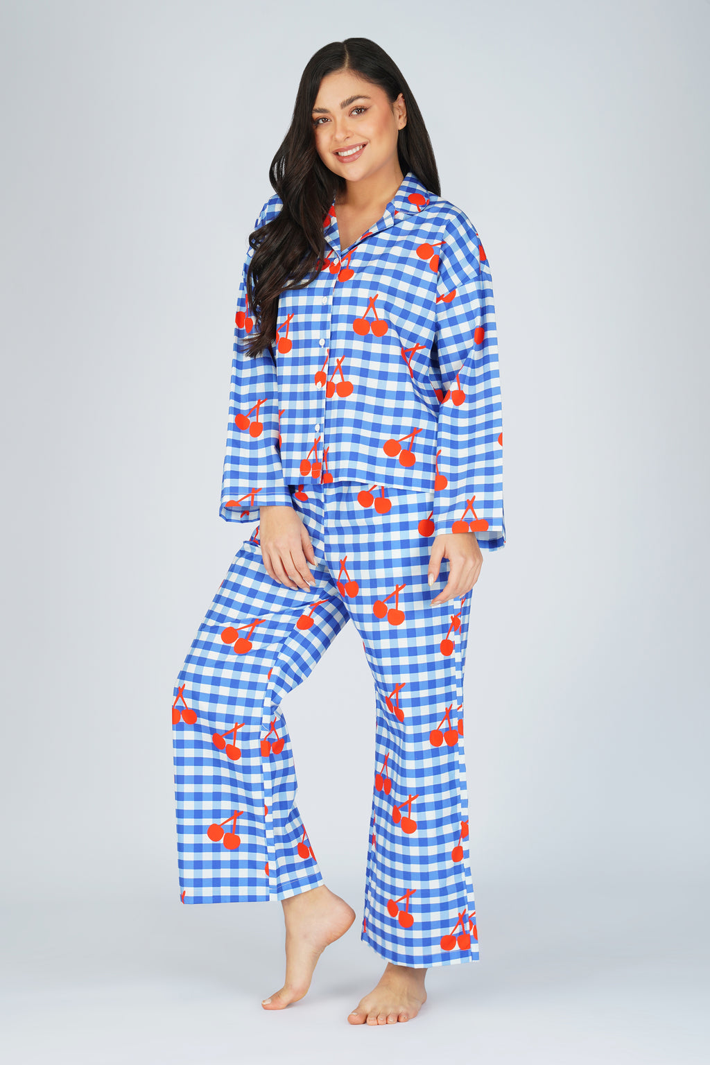 Cherry Splash Gingham Pajama Set