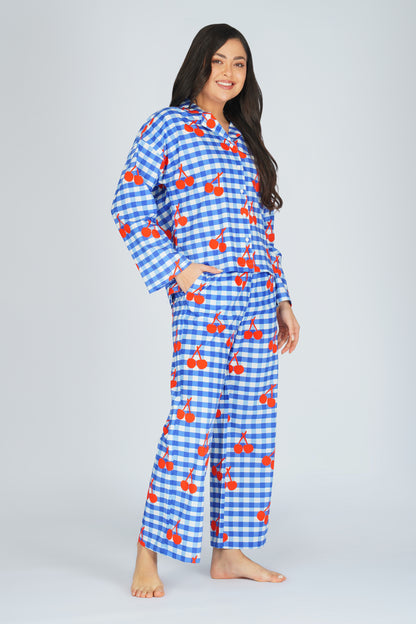 Cherry Splash Gingham Pajama Set