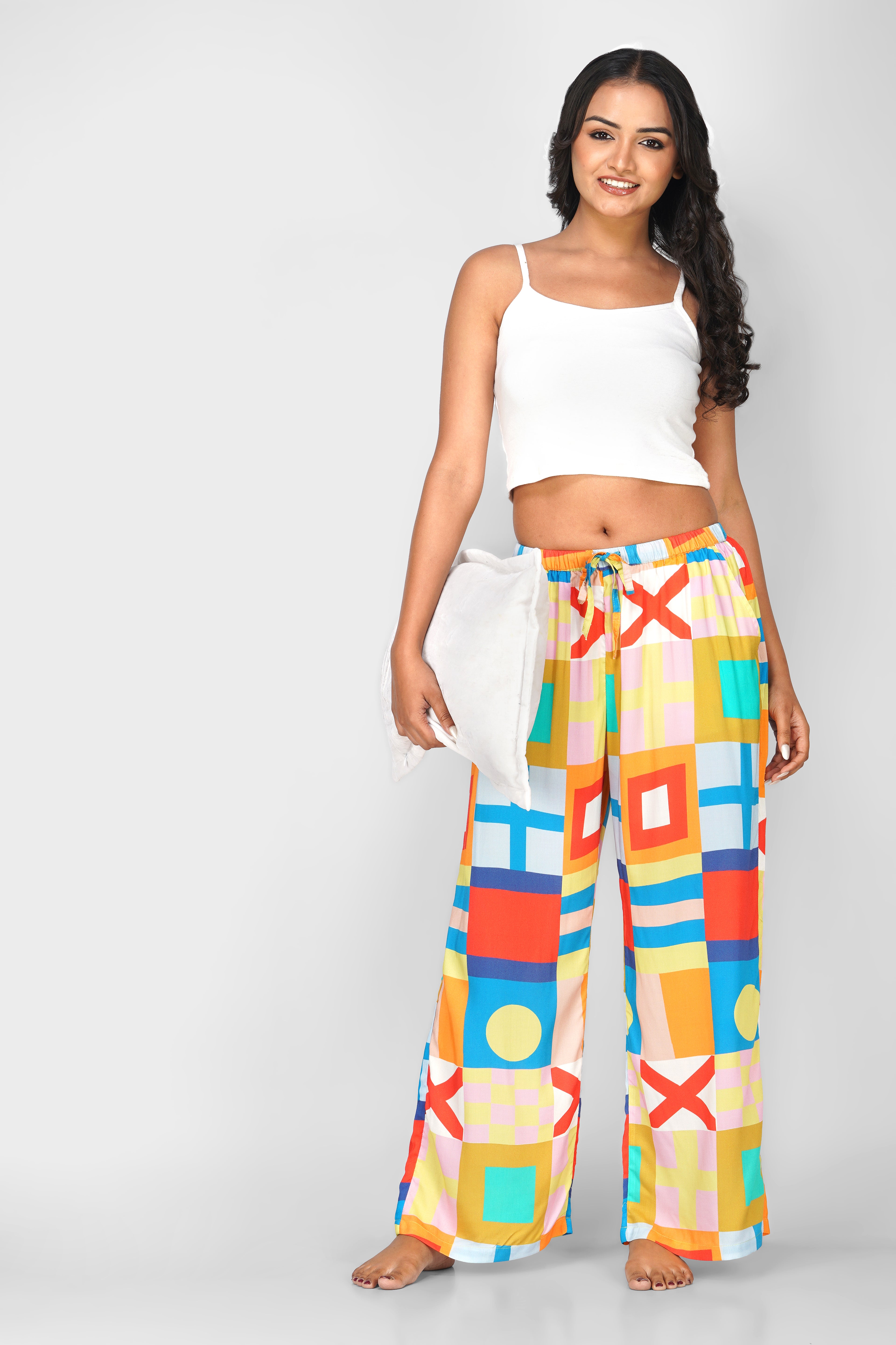 Colorful Geometric Print Viscose Pajamas - thebriefsstory
