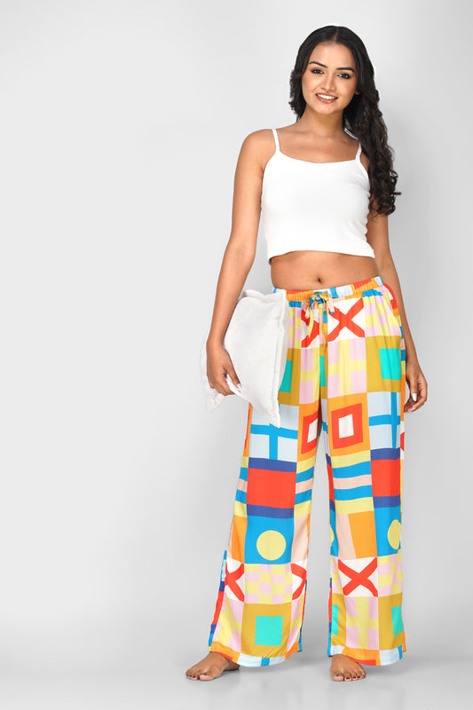 Colorful Geometric Print Viscose Pajamas