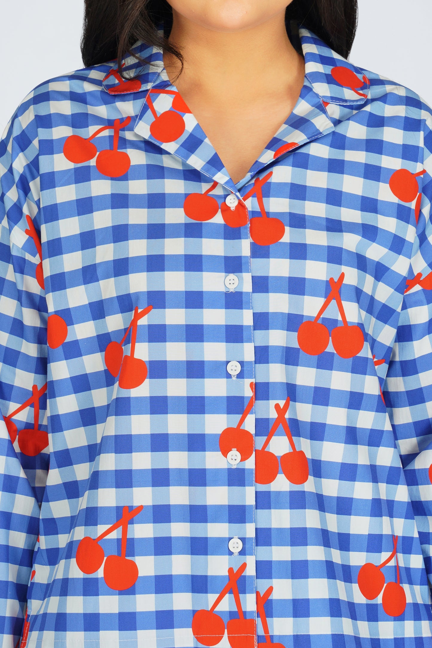 Cherry Splash Gingham Pajama Set