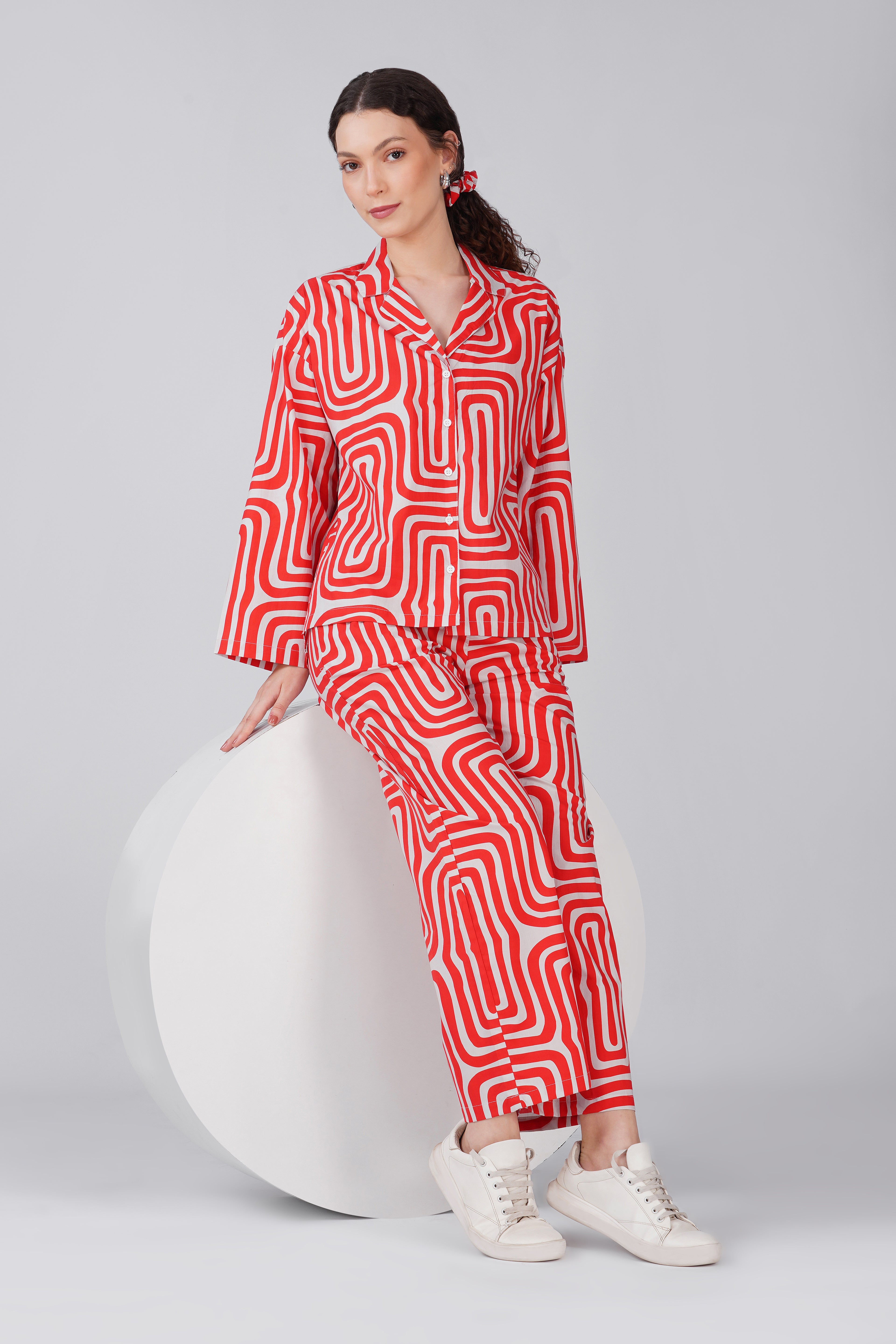Red Maze Pajama Set