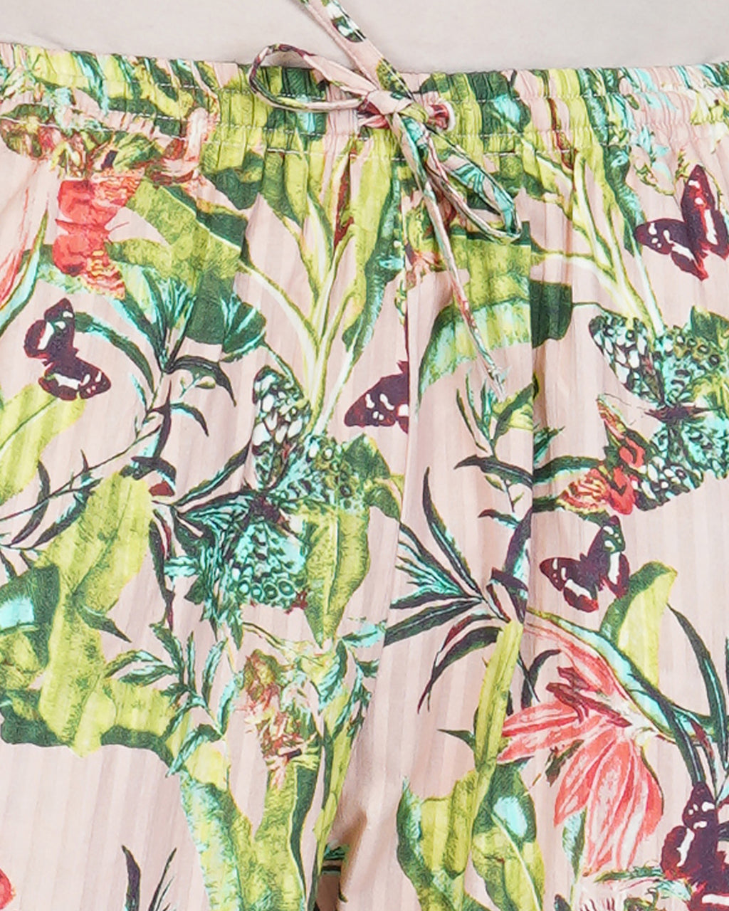 Lt pink floral cotton dobby capris - thebriefsstory