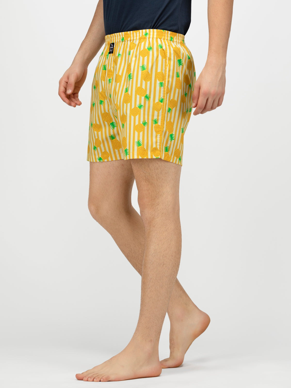 Yellow Pineapple printed cotton boxers