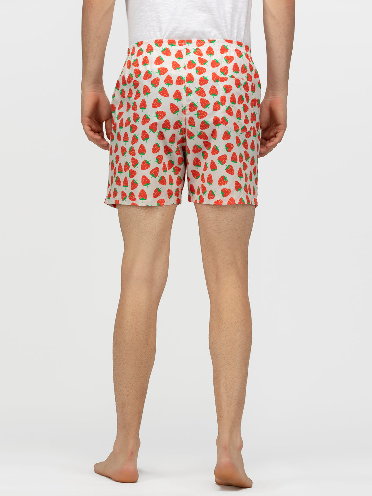 White Strawberry printed cotton boxers