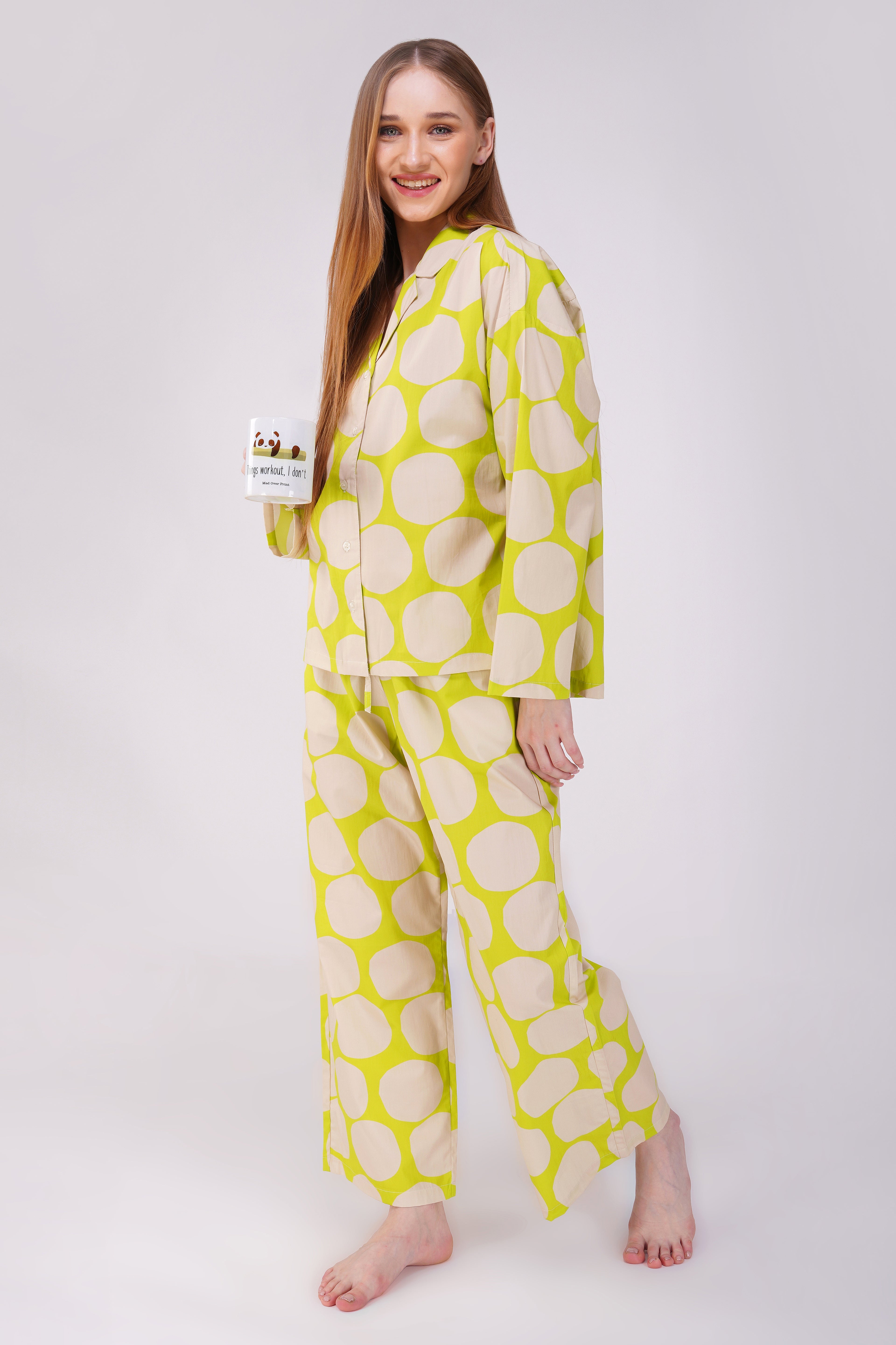 Lime Polka Pop Pajama Set - thebriefsstory