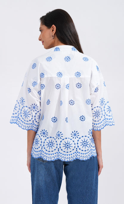 Azure Bloom Embroidered Shirt 💙 - thebriefsstory