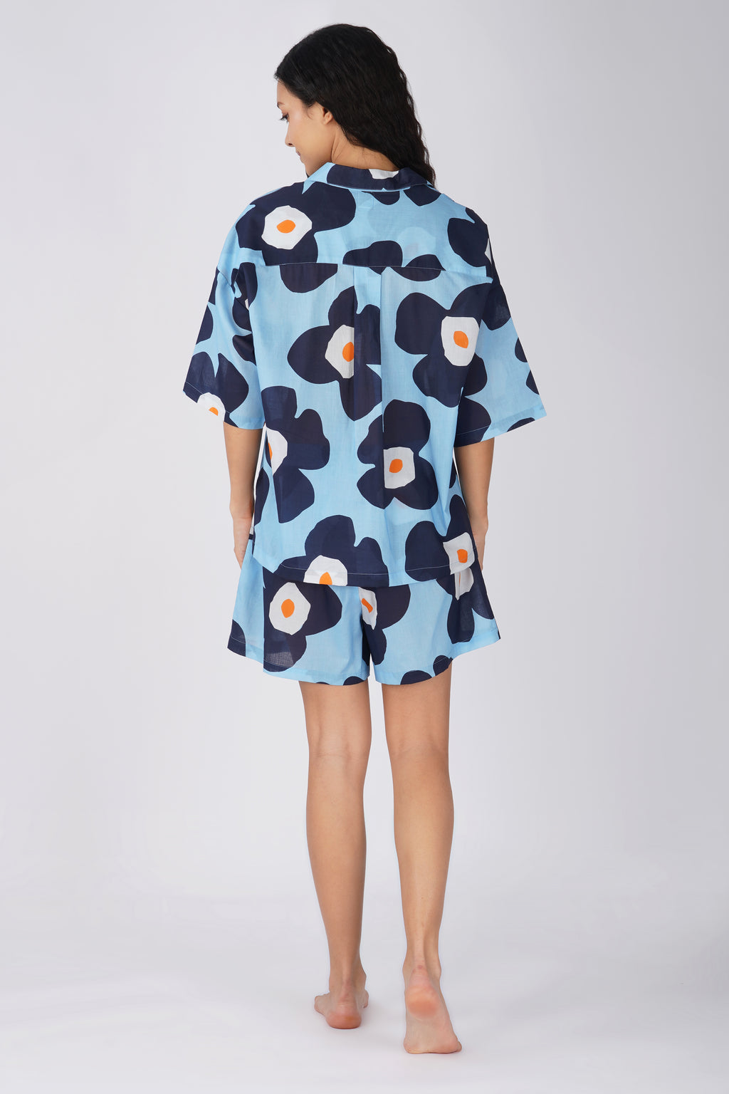 Blue Big Floral Short Set - thebriefsstory