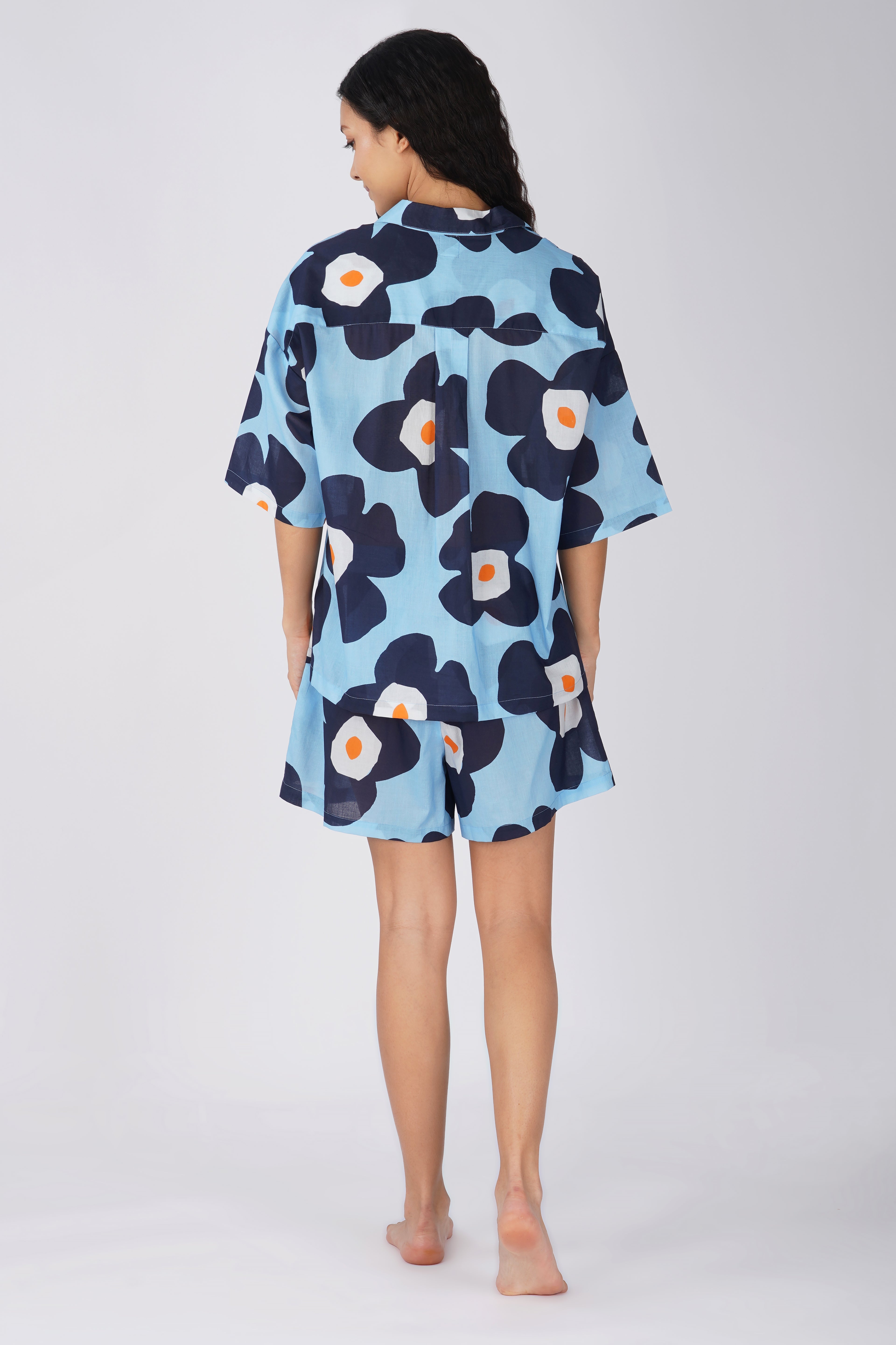 Blue Big Floral Short Set - thebriefsstory