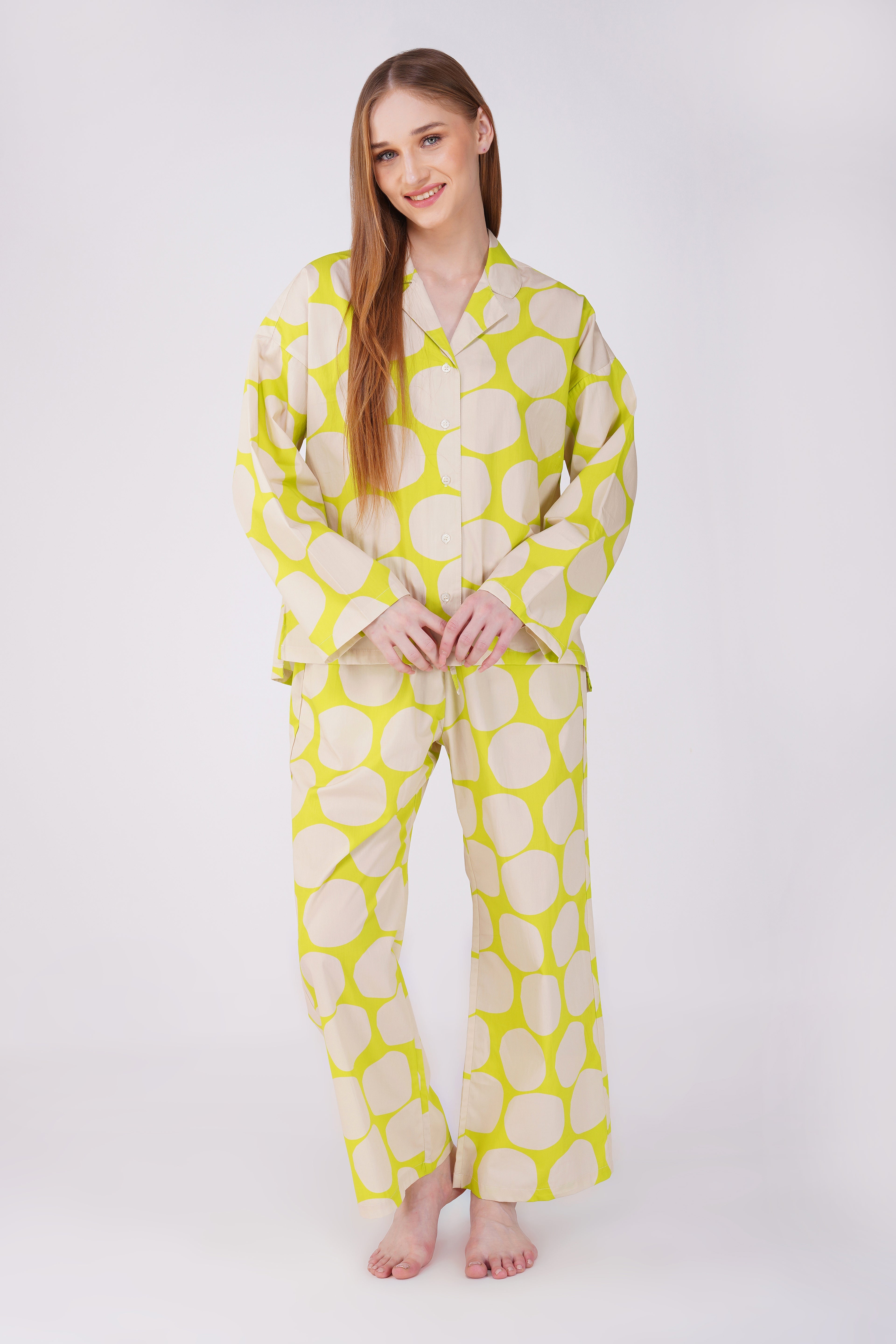 Lime Polka Pop Pajama Set - thebriefsstory