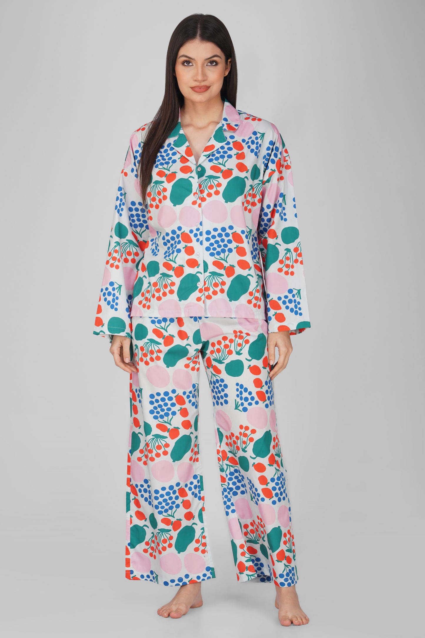 Cherry Print Cotton Nightsuits