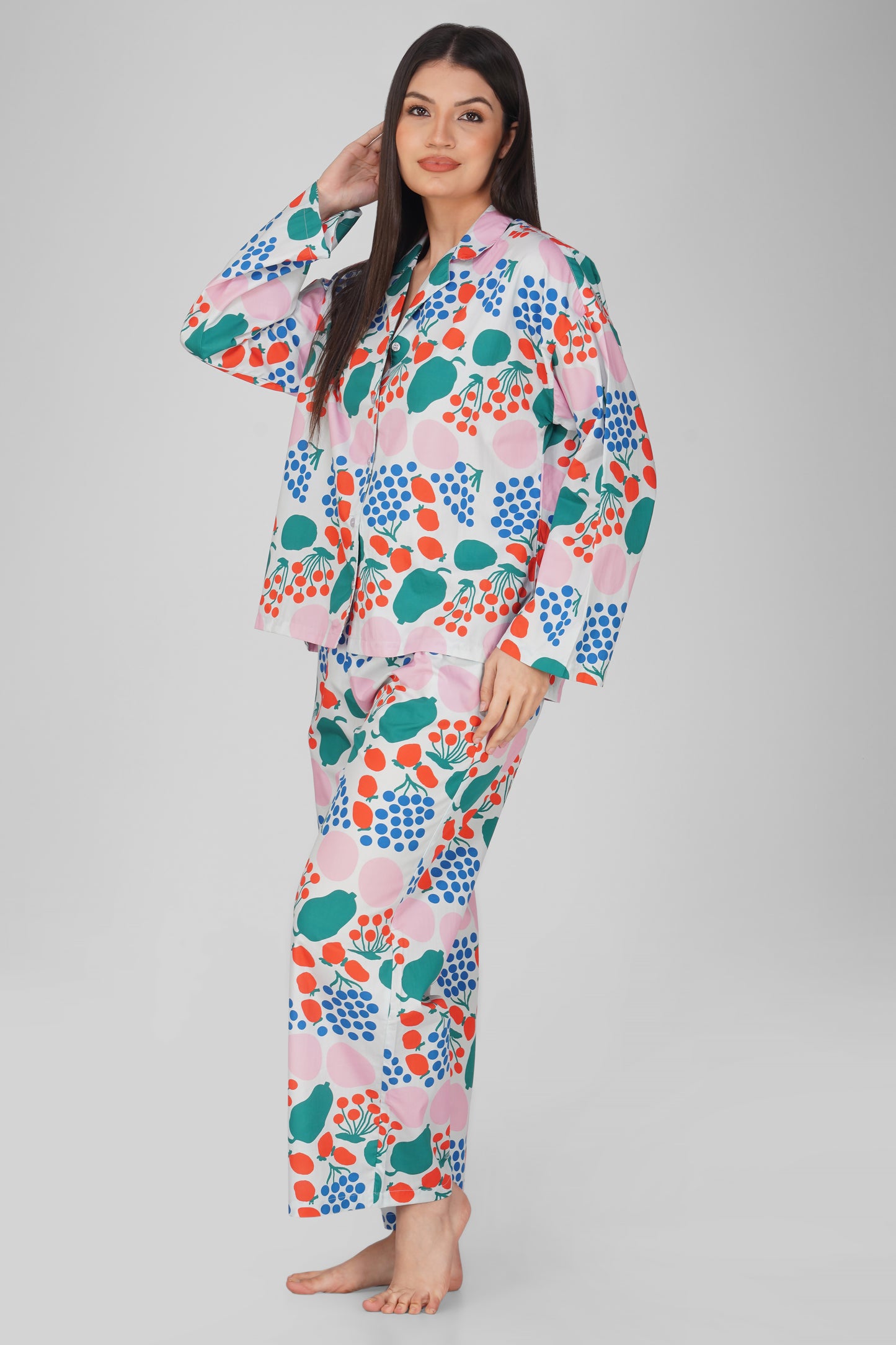 Cherry Print Cotton Nightsuits