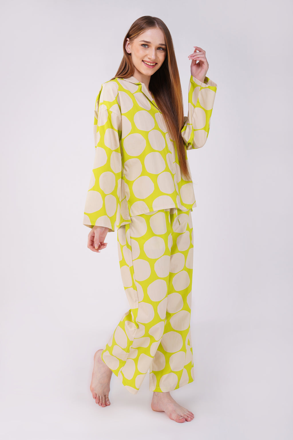Lime Polka Pop Pajama Set - thebriefsstory