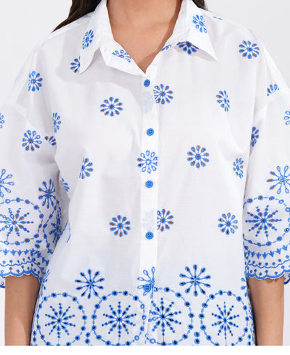 Azure Bloom Embroidered Shirt 💙 - thebriefsstory