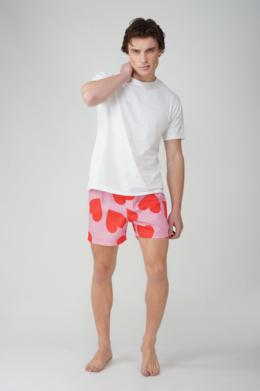 Red & Pink Big Hearts Cotton Boxer