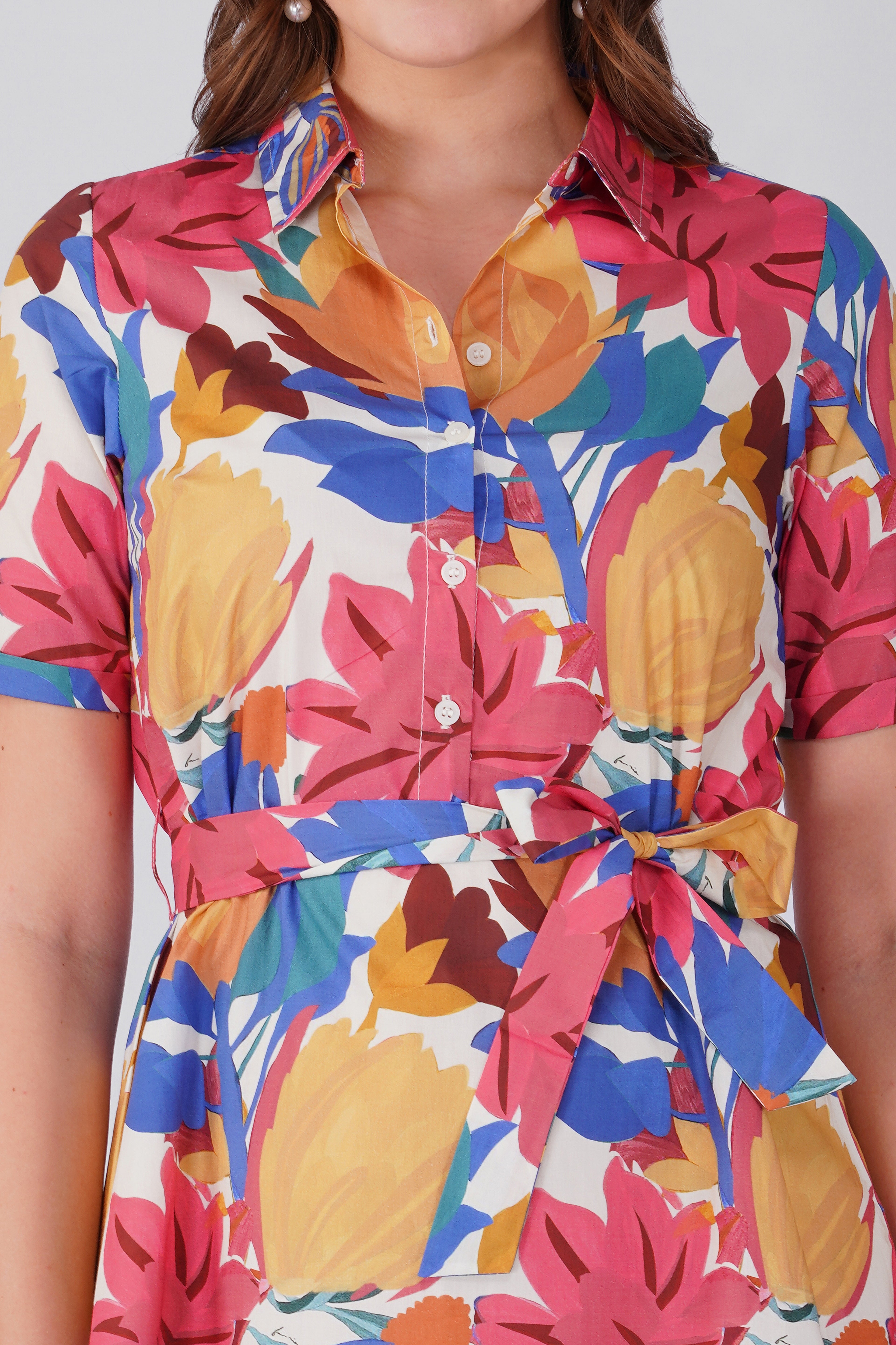 Multi Floral Soft Belted Dress