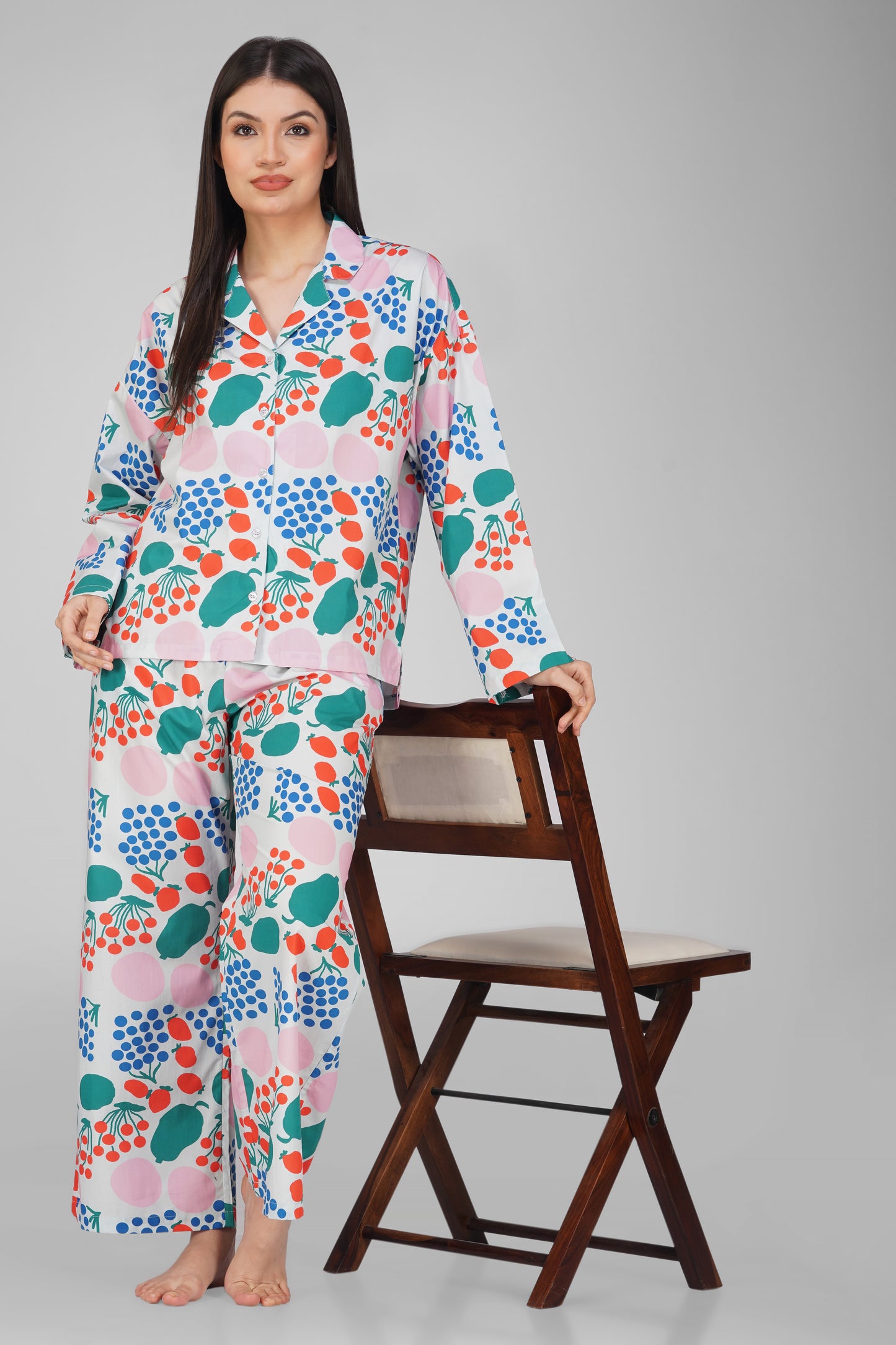 Cherry Print Cotton Nightsuits