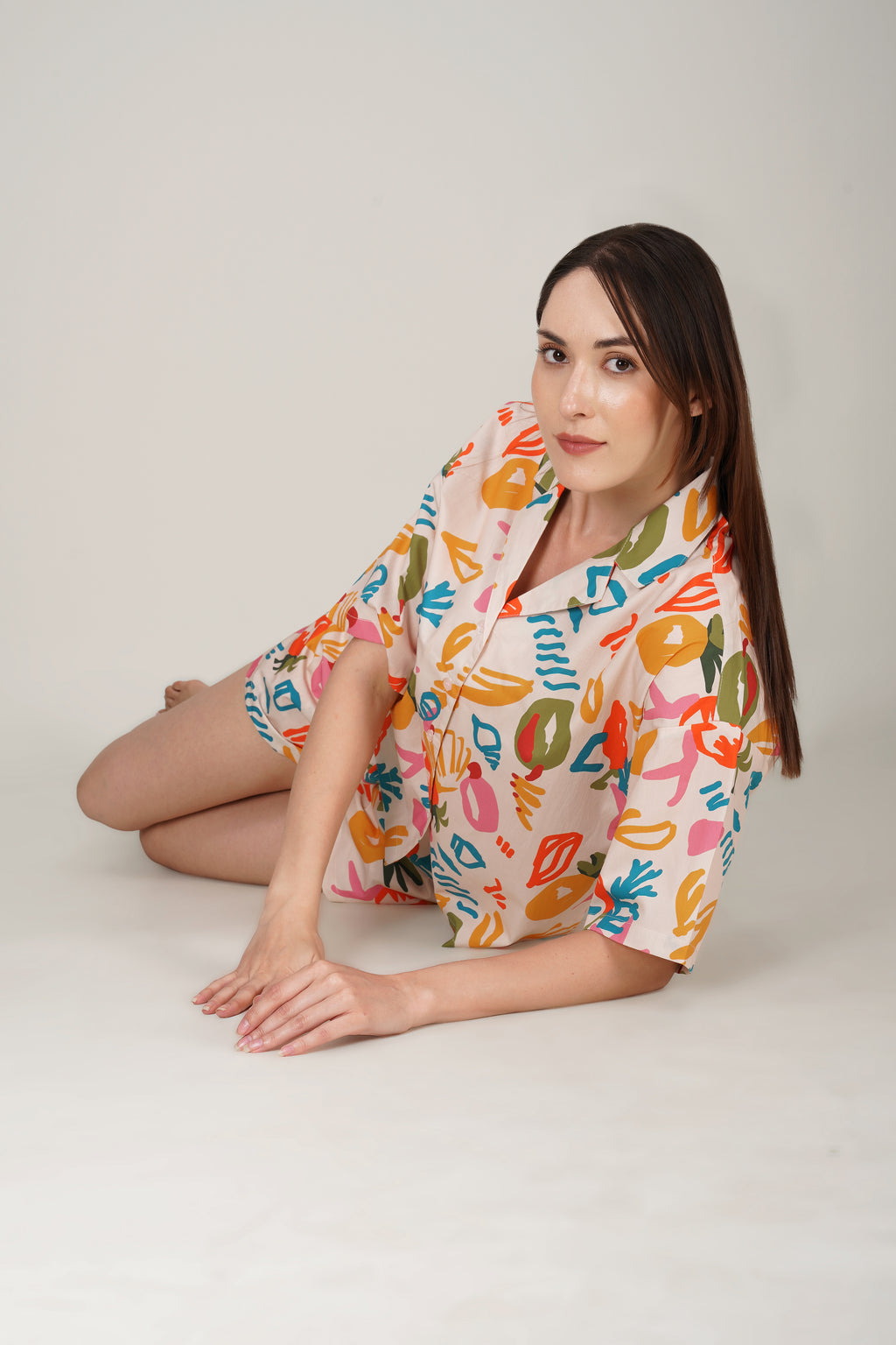 Multi Color Pineapple Print Shorts Set - thebriefsstory