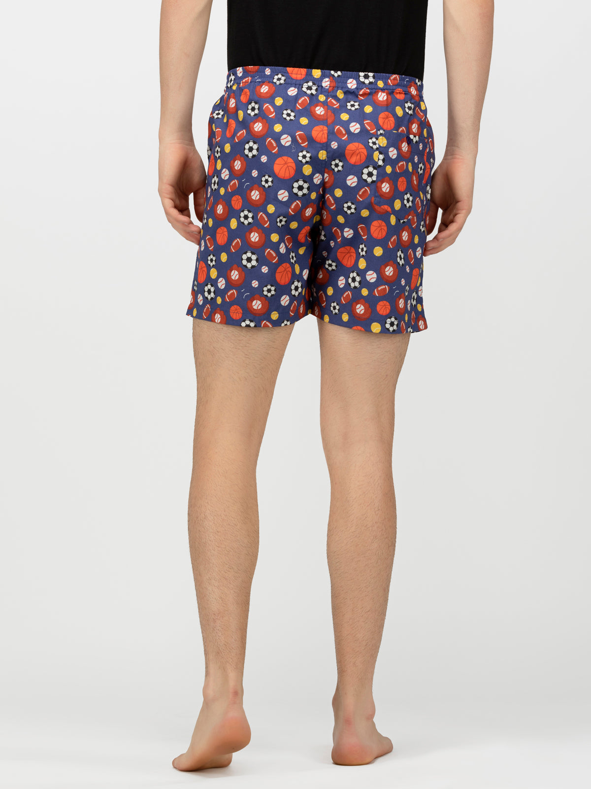 Dk blue Sporty printed cotton boxers