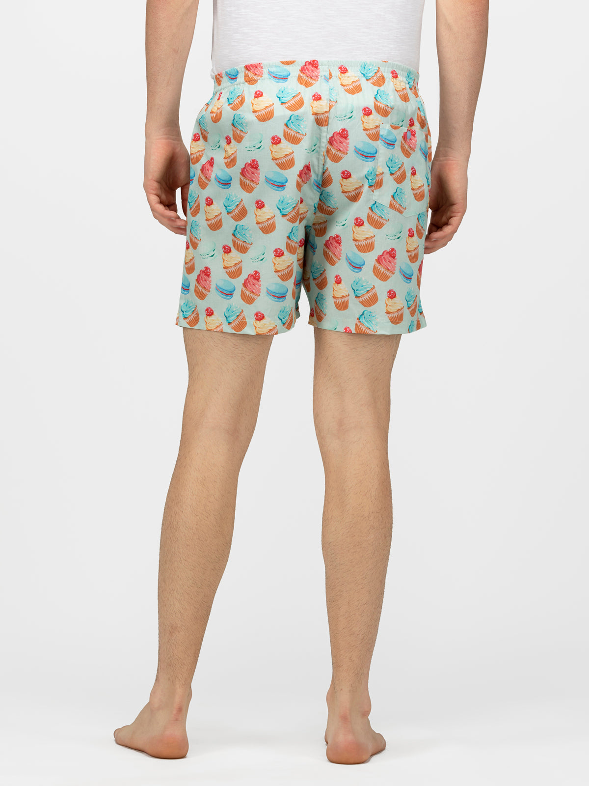 Lt Blue.Cup cakes printed cotton boxers