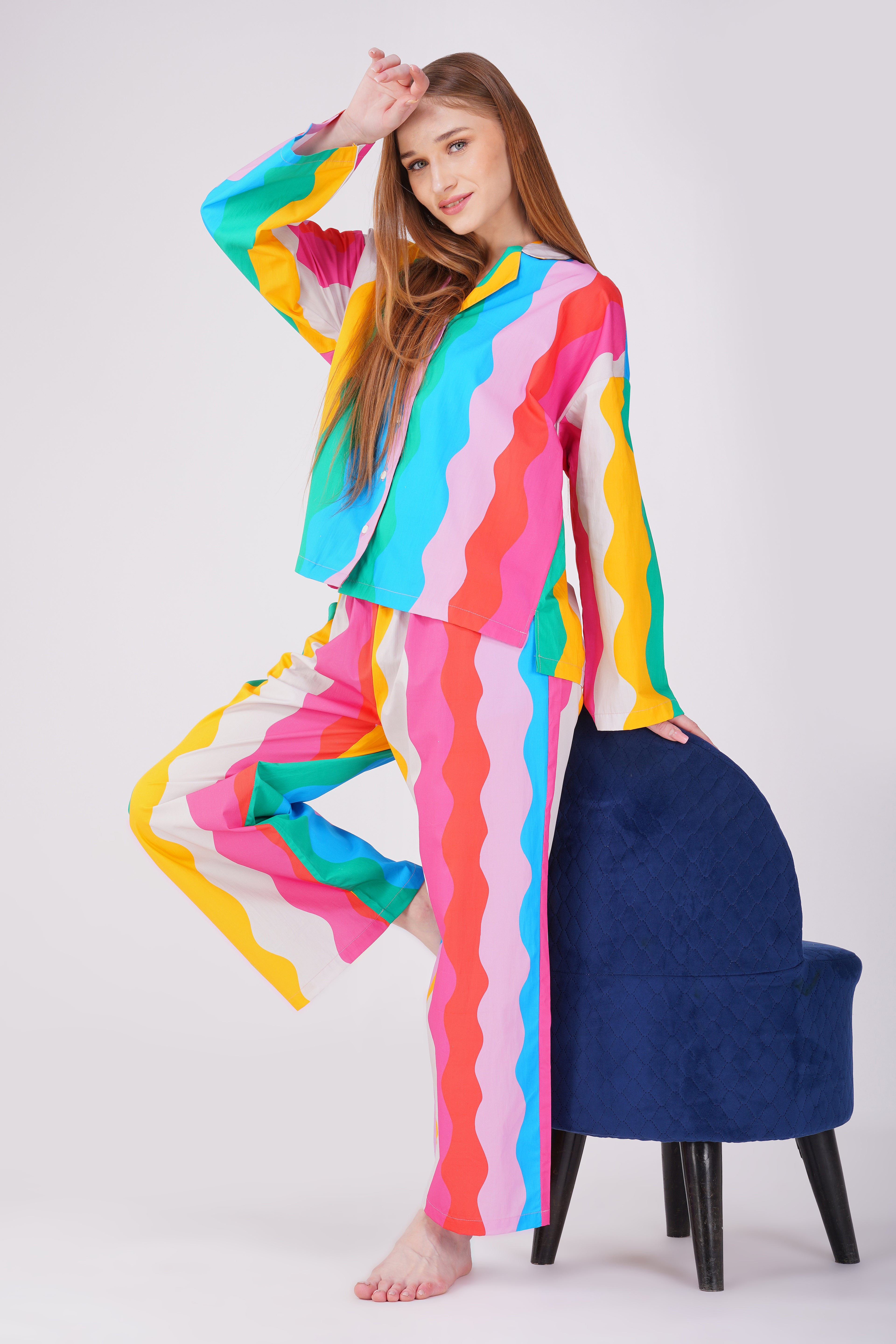 Rainbow Waves Pajama Set - thebriefsstory