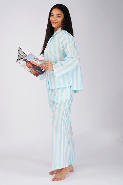 Blue Candy Stripes Pyjama set - thebriefsstory