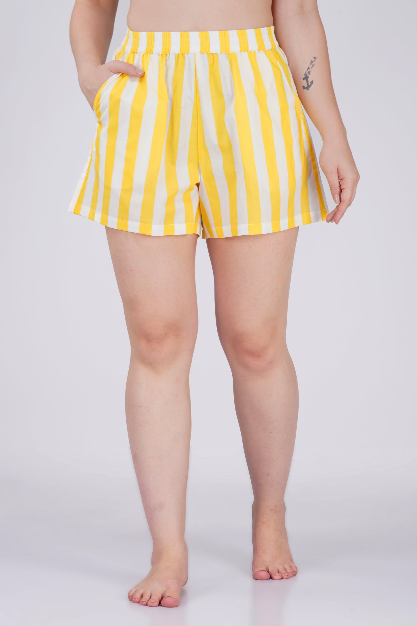 Yellow Sunshine Stripes Short Set