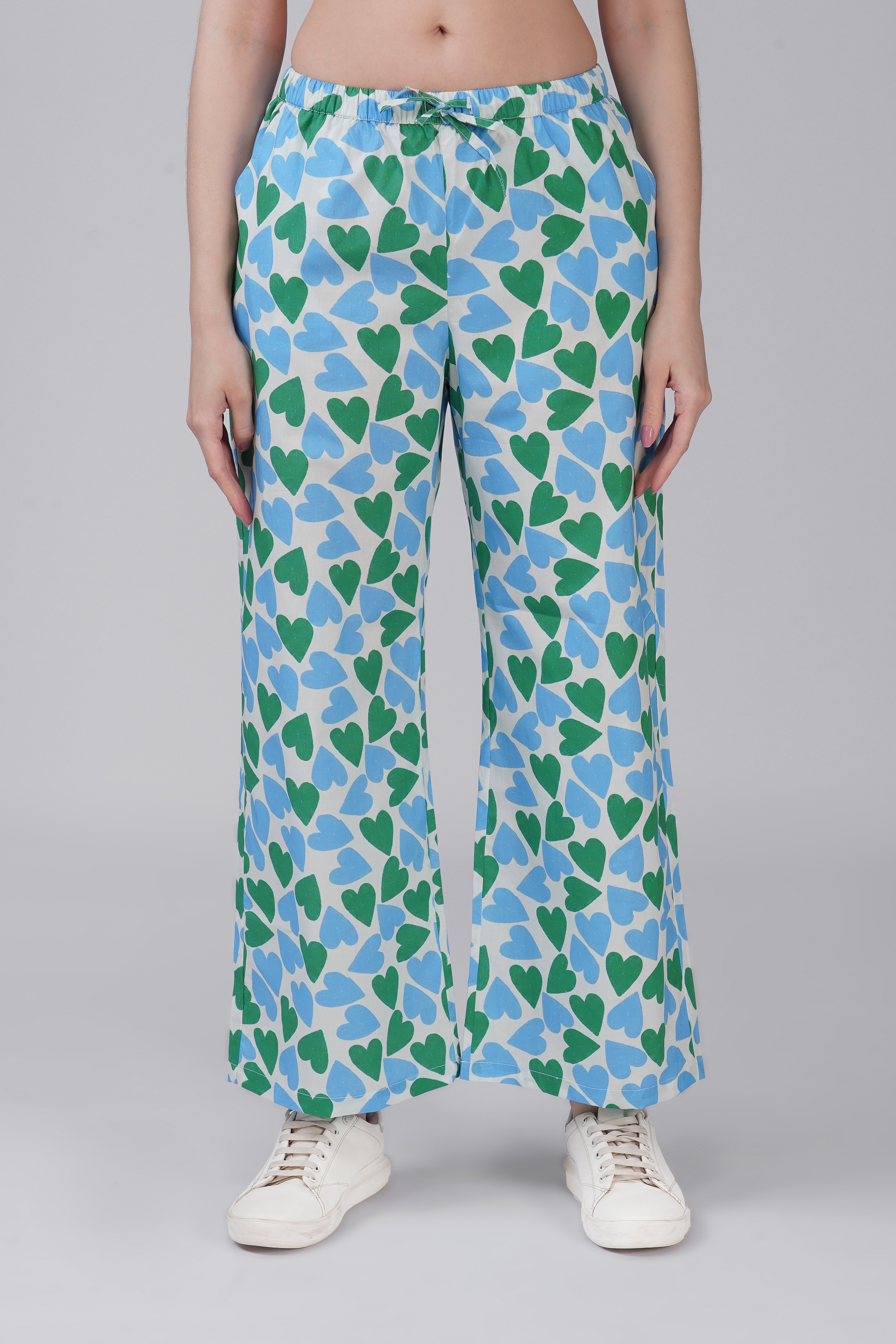 Blue Green Hearts Pajama Set