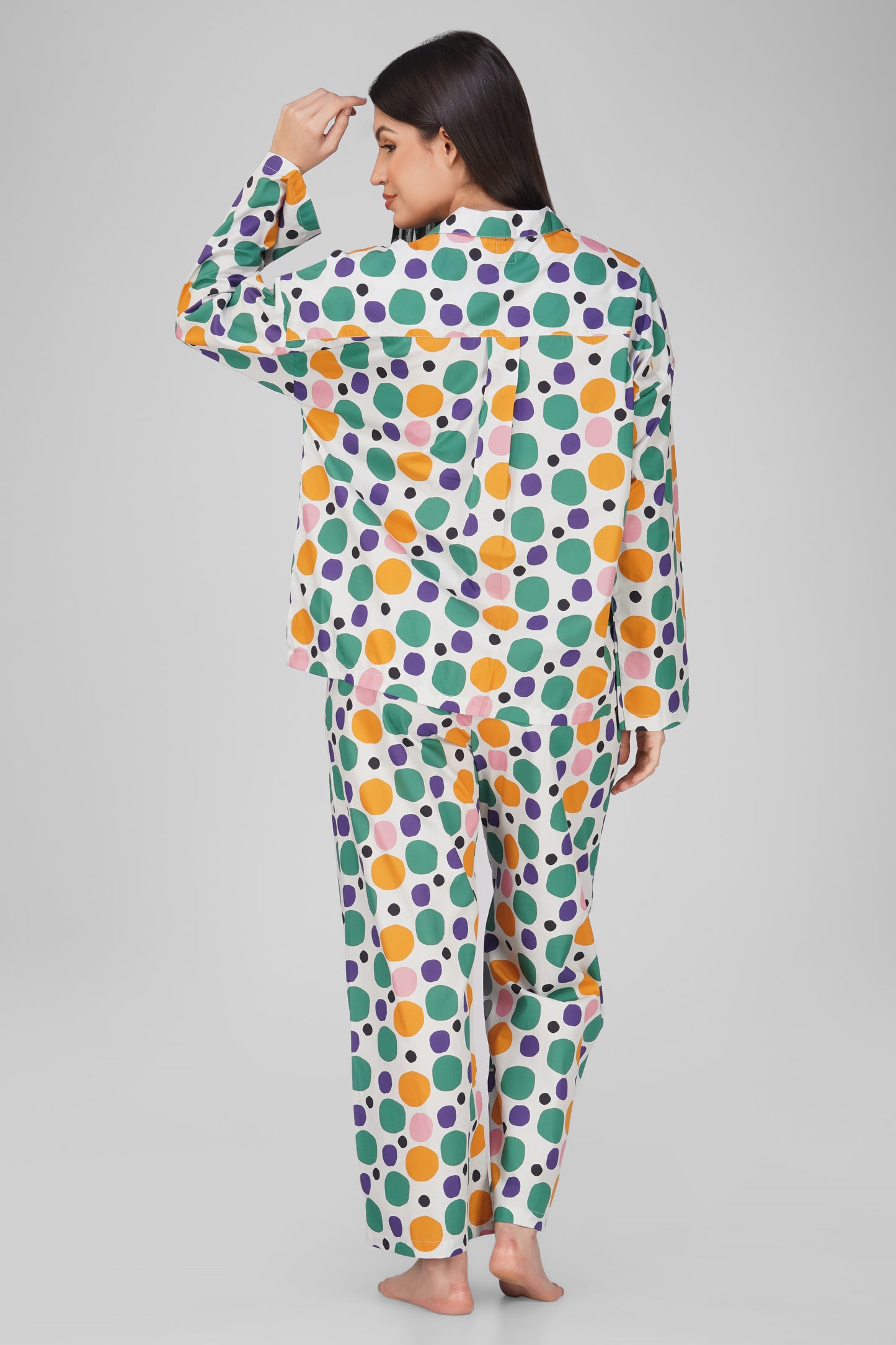 Colorful Polka Print Cotton Nightsuit