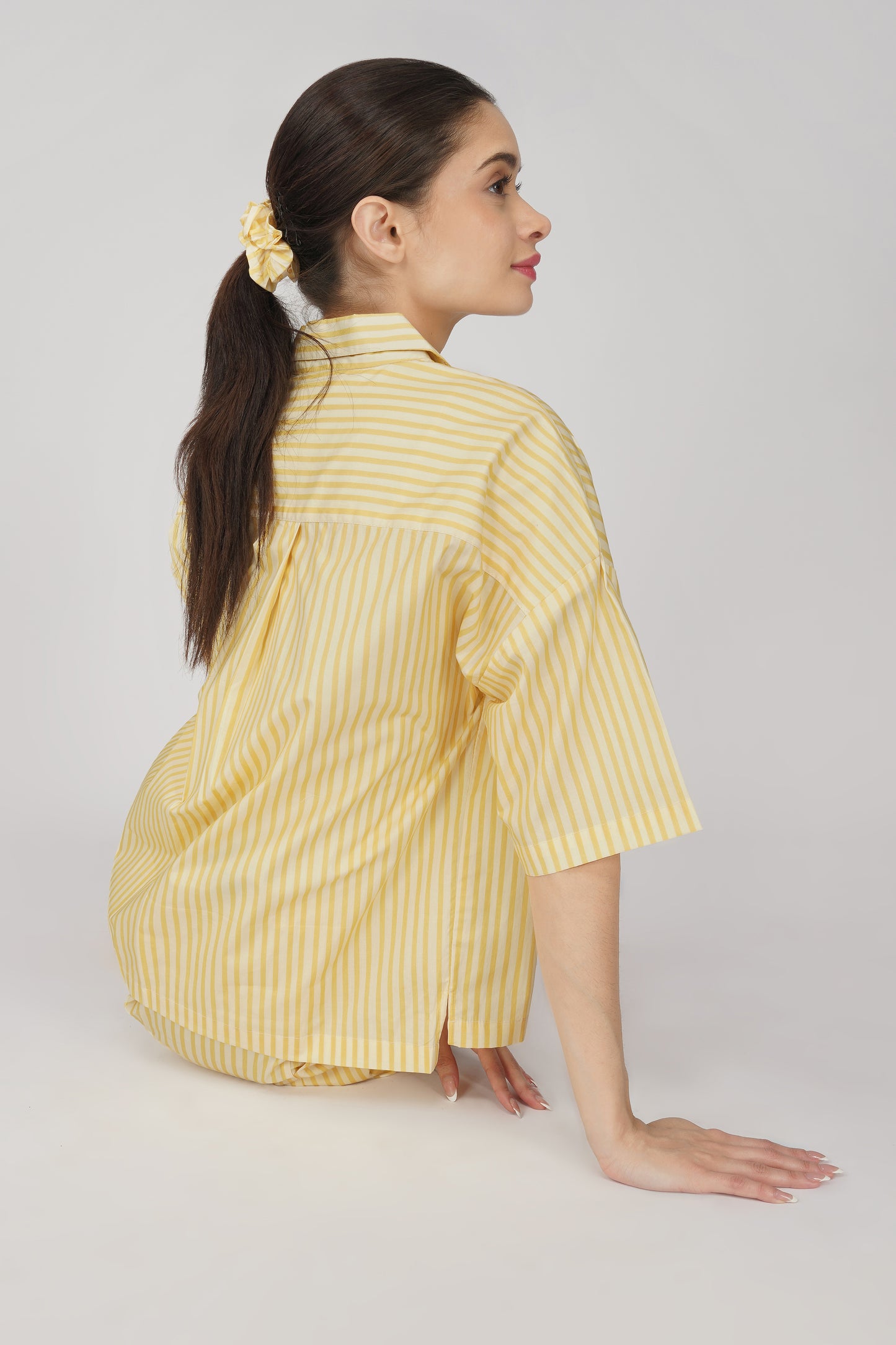 Yellow Breeze Stripe Shorts Set